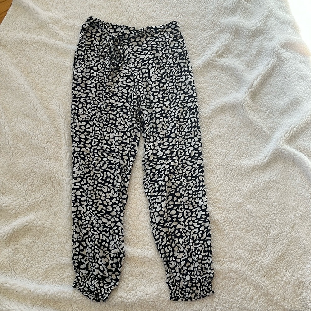 Maverick animal print tie waist open leg lightweight joggers